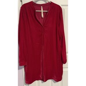 Uncle Frank Velvet Shift Dress Bright Red‎ Holiday Party Pockets Knee Length LG